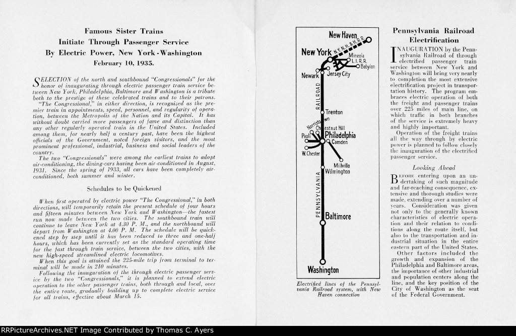 "Pennsylvania Railroad Electrification," Pages 1-2, 1935